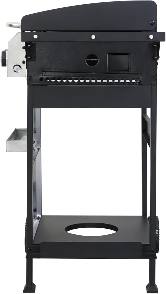 3-Burner Portable Propane Gas Grill with Stainless Steel Plancha Griddle - 36900 BTU Outdoor BBQ Grill with Foldable Side Shelves, Enamel Cooking Grids & Tool Hanging Basket