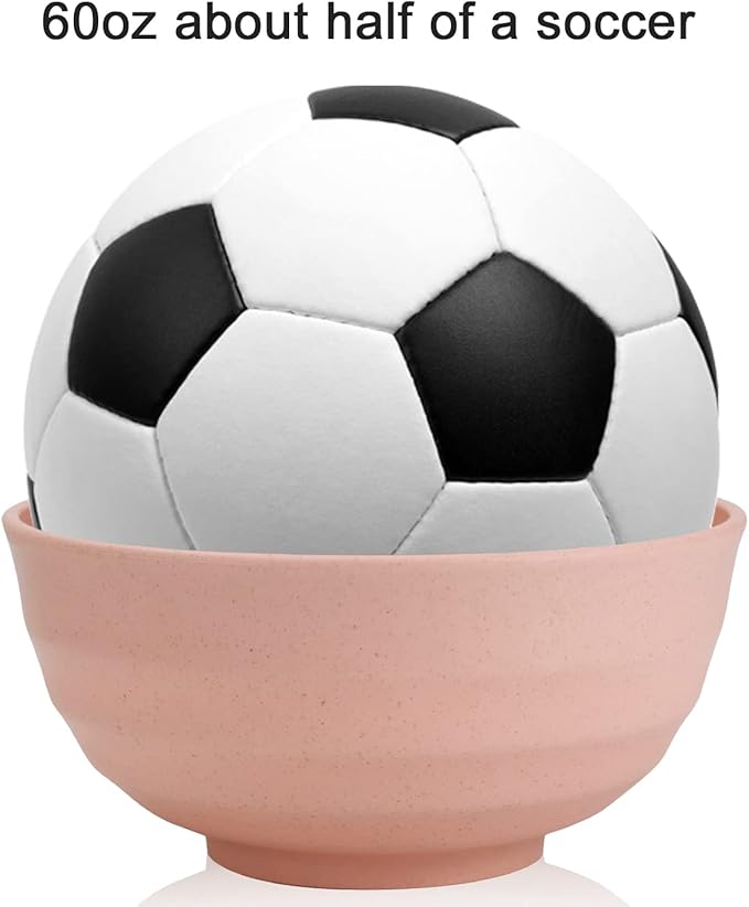 60 OZ Big Salad Bowls,Large Soup Bowl Set of 8,Wheat Straw Bowls,Serving Bowl for Wedding Parties,Microwave and Dishwasher Safe Bowl for Salad,Soup,Serving,Oatmeal Big Bowls for Kitchen - Light Color