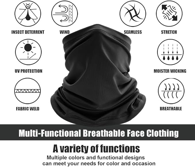 9-Pack UV Protection Face Masks & Cooling Neck Gaiter Breathable Sun Balaclava, Bandana, Head Scarf for Men & Women, Multi-Purpose for Outdoor Sports, Cycling, Running, Hiking