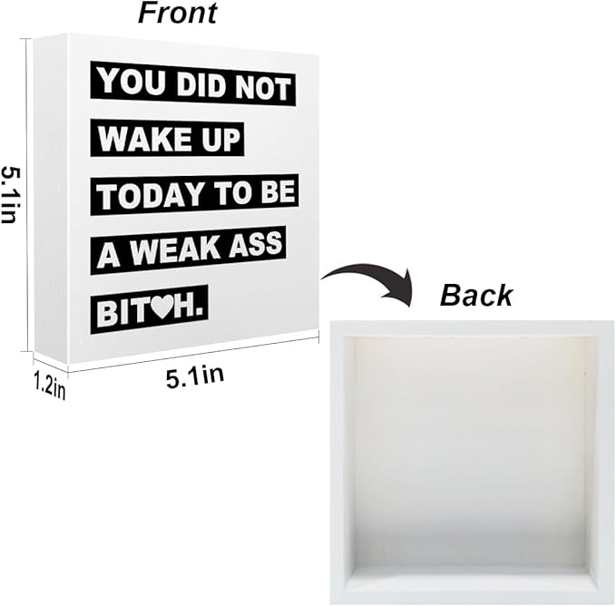 Inspirational Office Supplies Rustic Desk Decor Motivational White Wooden Box Sign Funny Farmhouse Wood Plaque Positive Cubicle Accessories Workout Room Gym Home Shelf Table Counter Decorations