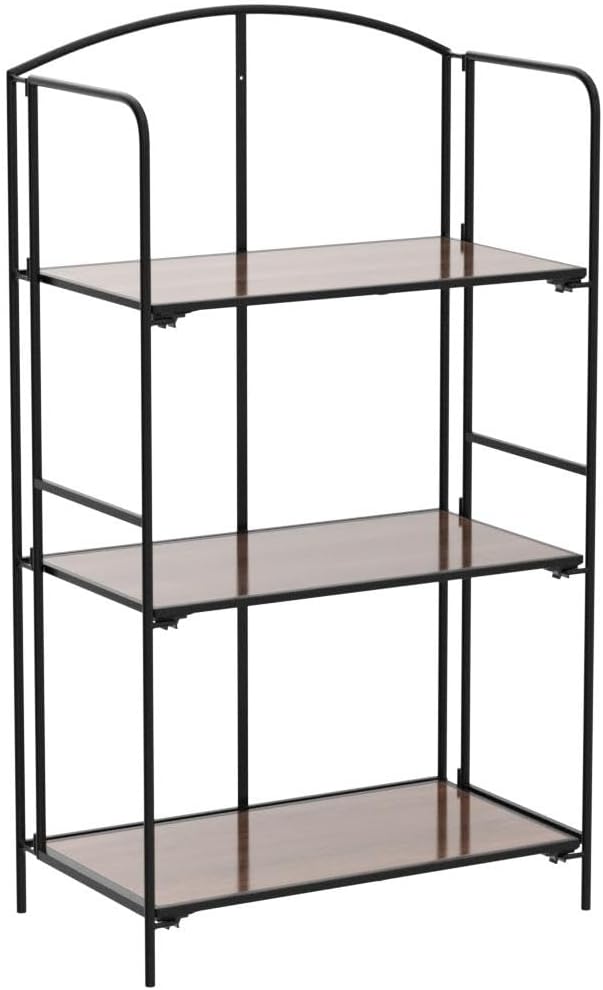 Crofy No Assembly Folding Bookshelf for Living Room, 3 Tier Black Collapsible Book Shelf for Home Office, Portable Bookcase Storage Organizer