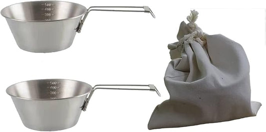 Camp Bowl Travel Sierra Cup Camping Tableware Equipment Set Backpacking 304 Stainless Steel Carry Fold Sturdy Measuring 500ml 2pcs + Canvas Bag