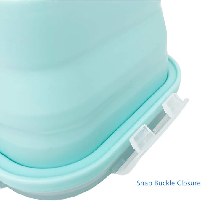 CARTINTS Silicone Collapsible Food Storage Containers-Prep/Storage Bowls with Lids - Set of 3 Square Silicone Lunch Containers - Microwave, Dishwasher and Freezer Safe (blue)