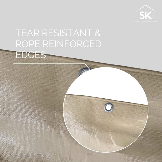 16 Mil Extra Heavy Duty Poly Tarp - Waterproof Tarp with True Size, UV Protection, Tear Resistance, Arctic Flexibility & Reinforced Corners 7x20