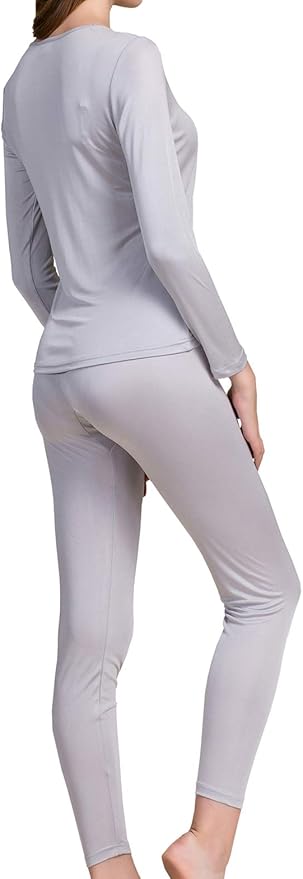 Grenasasilk Womens Silk Long Underwear Mulberry-silk Long Johns Thermal Underwear Sets Cold Weather Base Layer