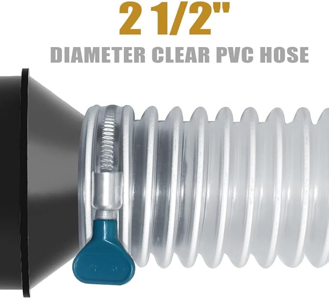 2 1/2" x 20' Dust Collection Hose - Puncture Resistant PVC With Carbon Steel Wire Coil - Flexible Clear Fume Hose for Collectors