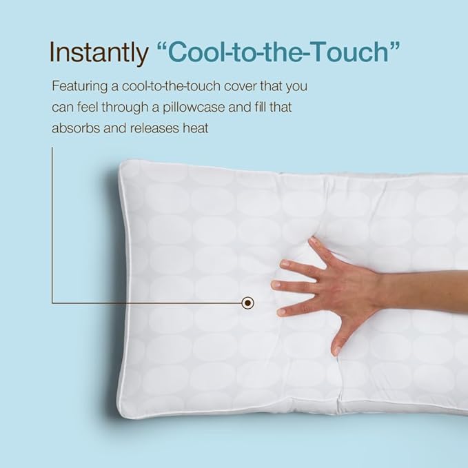 Coop Home Goods Essence Cooling Down Alternative Pillows Set of 2, Queen Size Adjustable Cooling Pillow for Hot Sleepers, Cool-Touch Luxury Hotel Pillows for Stomach, Back, or Side Sleepers 27x17