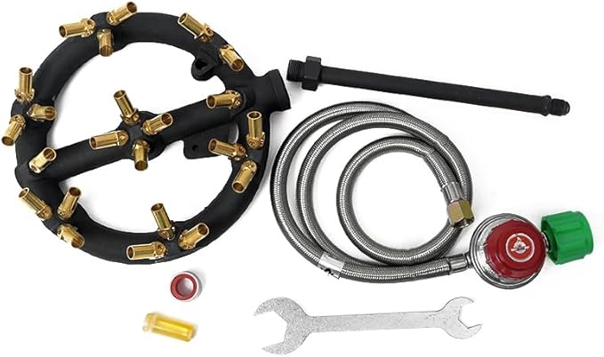 Propane Gas Outdoor Jet Burner with 23 Brass Tips and Regulator for Camping, Turkey, and Stove Buddy Cooking JB-23LP(Propane Gas 23 Tips & Regulator)