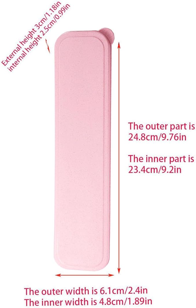 1Pcs Simple Utensil Holder with Lid, Reusable Utensils Wheat Straw Travel Cutlery Box，Portable Flatware Box Travel Tableware Storage Case, Simple Tableware Storage Box Case for Cutlery Kit (Pink)