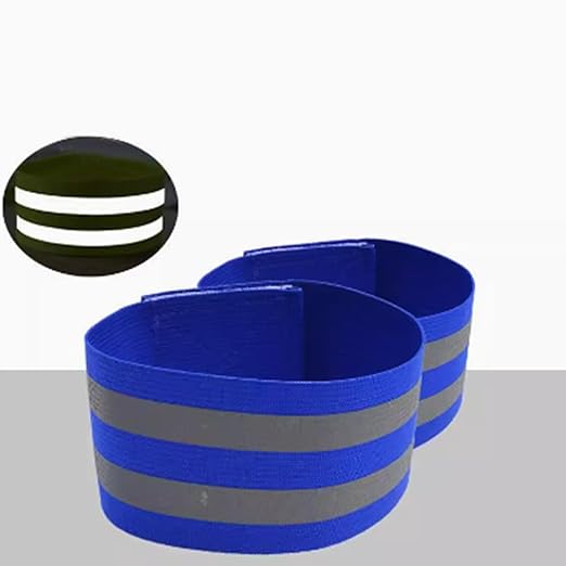 4 PCS Reflective Wrist Strap 5x1x1cm Running Safety Gear Reflective Wristbands High Visibility Bike Ankle Bands Reflector Armband Self-Adhesive Reflective Bands for Walking,Night Sports Blue