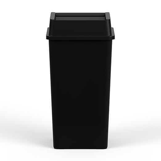 50 Gallon Black Square Commercial Trash Garbage Can with Lid | Outdoor Office Restaurant School Kitchen