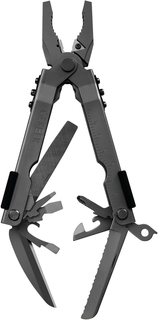 Gerber Gear Multi-Plier 600 Blunt Nose Multitool with 14 Tools - Includes Knife, Pliers, Nylon Sheath & More - Made in USA - Black Tool
