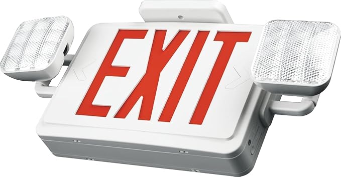 Double Sided LED Emergency EXIT Sign, Exit Combo Remote Capable, Two LED Lights, Backup Battery, US Standard Red Letter, Commercial Grade, 120-277V, FireResistant(UL 94V-0) - 1 Pack