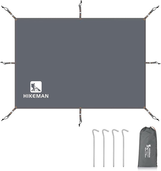 Hikeman Tent Footprint - Waterproof Camping Tarp, Heavy Duty Tent Floor Saver, Ultralight Ground Sheet Mat for Hiking, Backpacking, Hammock, Beach - Storage Bag Included(PU3000mm,180 * 210CM)