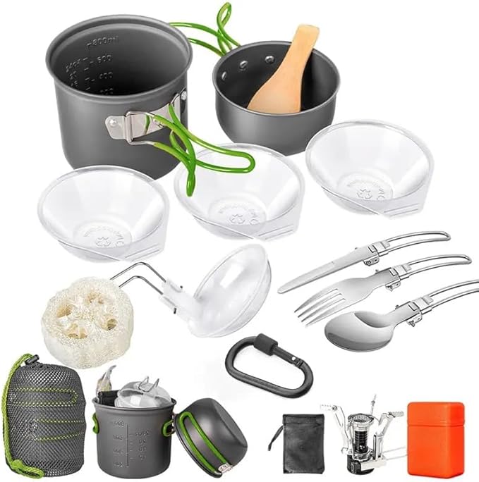 5pcs -20pcs Set TMKOOL Camping Cookware Mess Kit Outdoor Hiking Backpacking Picnic Cooking Bowl Non Stick Pot