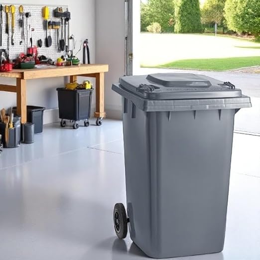 PRO&Family Wheeled Outdoor Trash Can Garbage Can Garage Trash Can for Restaurants/Hospitals/Offices/Back of House/Warehouses/Home (Gray, 96 Gallon)