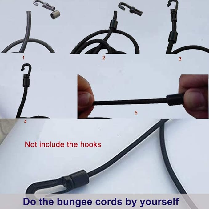 3/16" Bungee Shock Cords, 100 Feet Marine Grade Kayak Heavy Stretch String Rope & Tie Down Trailer Straps for DIY Projects Black