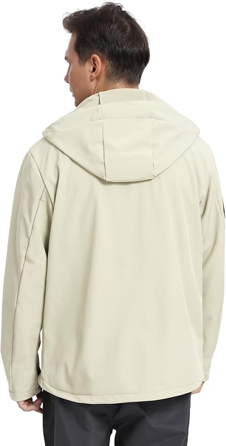 GEMYSE Men's Lightweight Rain Jacket Waterproof Raincoat Hooded Softshell Windbreaker for Outdoor Hiking Travel