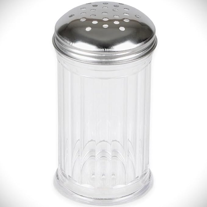 12 Oz Parmesan Cheese Shaker/salt and pepper shakers with Stainless Steel Lid, Clear Plastic seasoning shaker, sugar/spice dispenser, large salt and pepper shakers (360 ml) by GEEX DEPOT (12, 12 Oz)