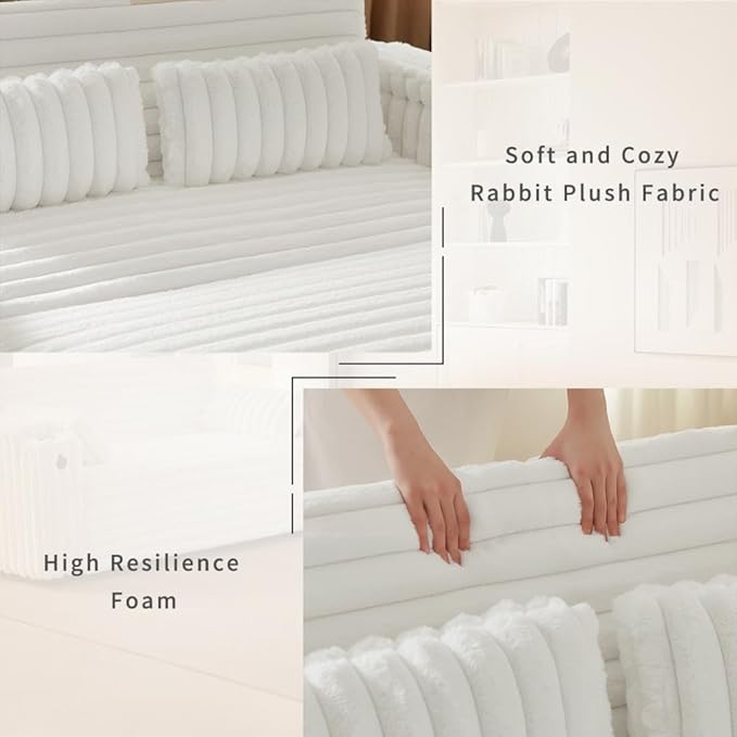 68" Corduroy Convertible Sofa Bed with USB, Storage Armrests & Pillows – 3-in-1 Foldable Sleeper Chair Floor Couch for Living Room, Bedroom, Guest Room (ZY-1109-White)