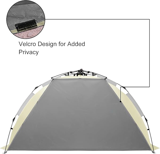 Oileus X-Large 4 Person Beach Tent Sun Shelter - Portable Sun Shade Instant Tent for Beach with Carrying Bag, Stakes, 6 Sand Pockets, Anti UV for Fishing Hiking Camping, Waterproof Windproof, Khaki