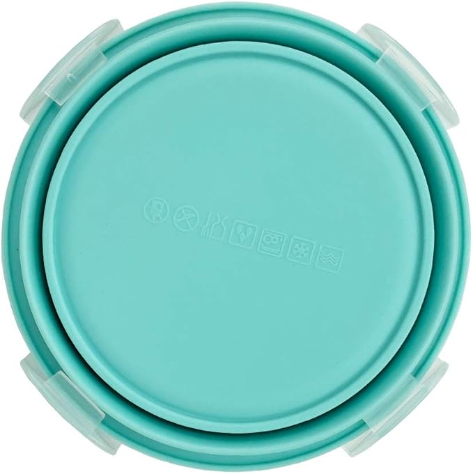 CARTINTS Small Collapsible Bowl Silicone Food Storage Containers Collapsible Camping Bowl for Travel Camping Hiking with Airtight Plastic Lids and 2Pack Silicone Dish Sponges- Blue, 500ml