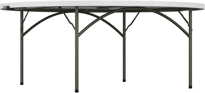 Commercial Round Folding Table - Heavy-Duty White Plastic for Parties, Banquets and Events - Perfect for Indoor/Outdoor Use (72 inches, 10 Units)
