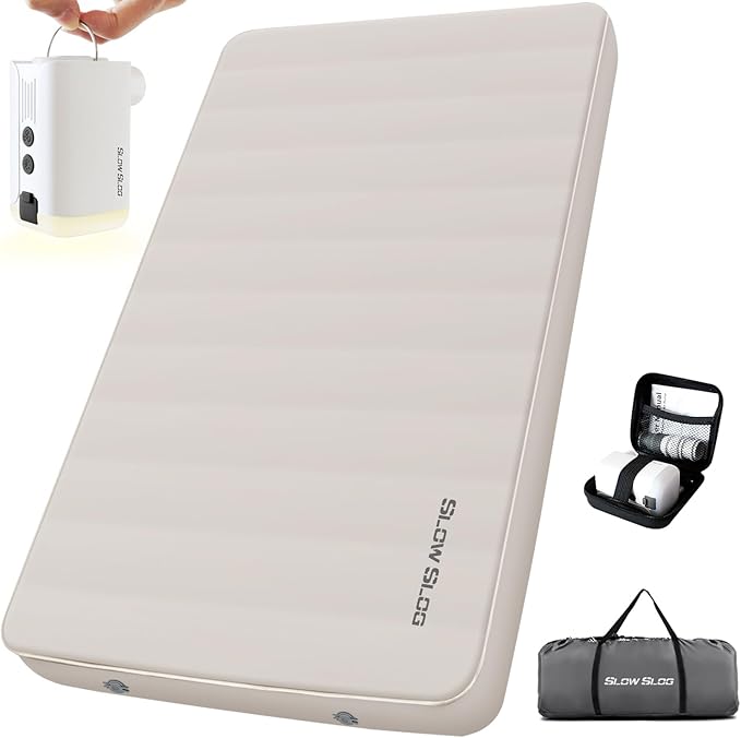 Self-Inflating Sleeping Pad with Portable Electric Air Pump, 4in Thick Memory Foam Camping Mattress for Tent Cot & Car Travel, Fast Inflate & Deflate Camping Pad