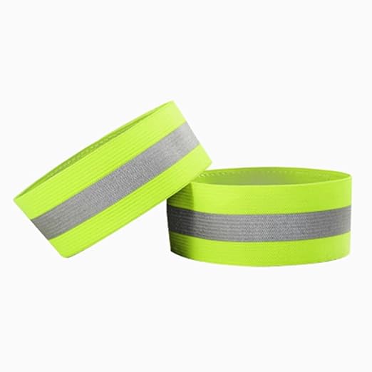 4 PCS Reflective Wrist Strap 4x1.5cm Safety Gear Reflective Wristbands High Visibility Ankle Bands Reflector Armband Self-Adhesive Reflective Bands for Walking,Night Sports Fluorescent Green