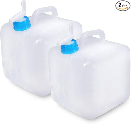 2 Pack Collapsible Water Container with Spigot 2.6 Gallon, Foldable Camping Water Storage Jug Portable Water Tank Canteen for Outdoor Hiking, Fishing, Emergency