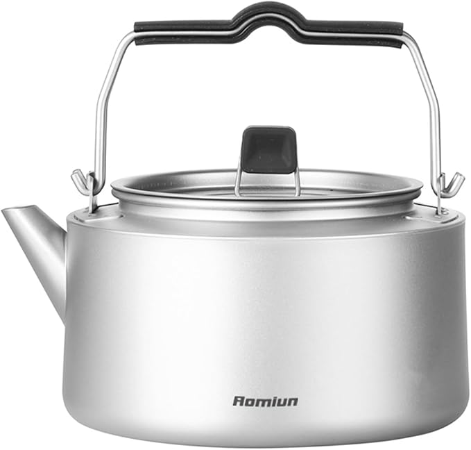 Camping Kettle Titanium Camp Tea Coffee Pot Portable Lightweight Tea Kettle Teapot Fast Heating Campfire Kettle for Stove Top, Boiling Water, Outdoor, Hiking, Camping, Picnic, Traveling