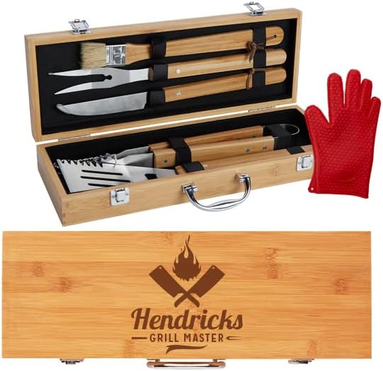 Personalized BBQ Grill Set for Men - Custom Engraved, 10 pcs