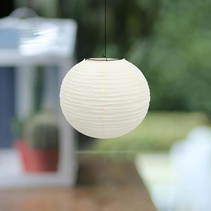 Japanese Style Paper Lamp Shade 11.81 Inch Round White Lantern Chic Ceiling Light Cover for Home Decor Light Shade Easy to Install
