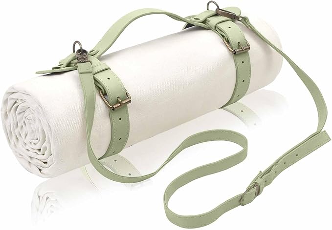 4’9” x 6’3” White Lightweight Water-Resistant Canvas Mat – Picnic, Outdoor, Beach, Park, Camping, Toy Mat