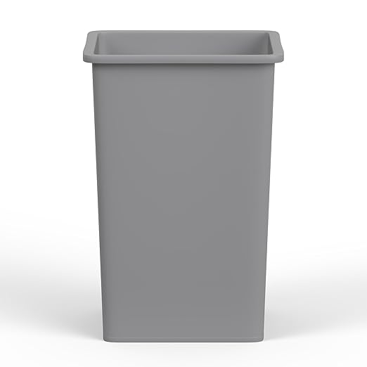 35 Gallon Gray Square Commercial Trash Garbage Can | Outdoor Office Restaurant School Kitchen