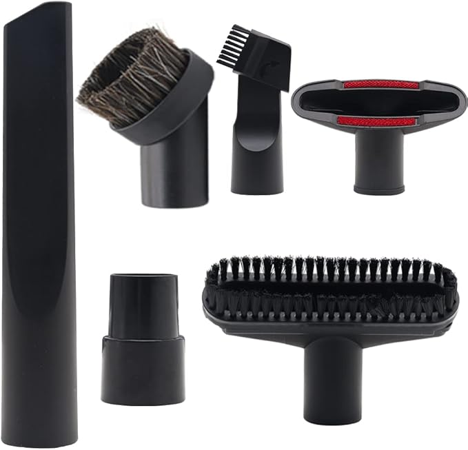 6 Pcs Vacuum Attachments 1 1/4" Vacuum Cleaner Attachments - 1 1/4 inch (32 mm) & 1 3/8 inch (35 mm) Vacuum Hose Adapter, 1 1/4 inch Vacuum Cleaner Accessories Brush Kit