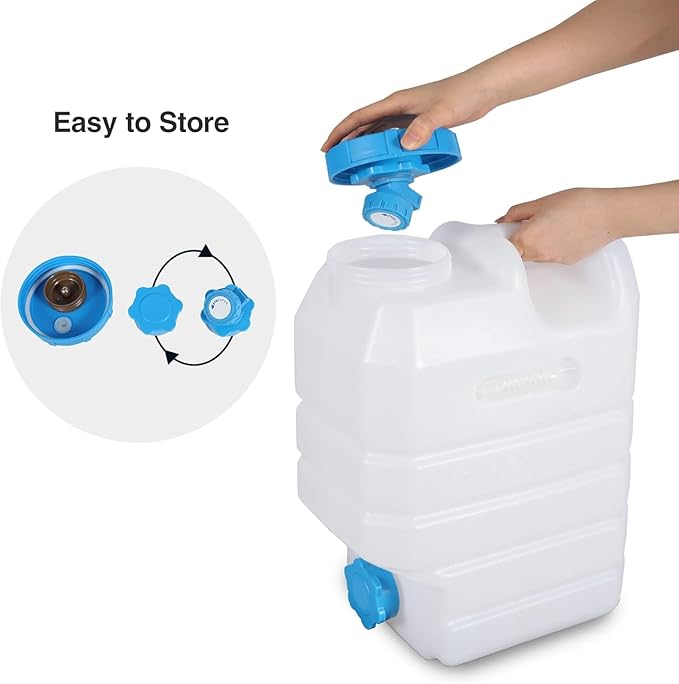 4 Gallon/15L Water Container with Spigot, Portable BPA Free Water Jug, Multifunction Water Tank for Camping Outdoor Hiking Picnic Supplies, 4 Pack