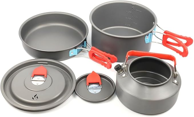 5pcs -20pcs Set TMKOOL Camping Cookware Mess Kit Outdoor Hiking Backpacking Picnic Cooking Bowl Non Stick Pot