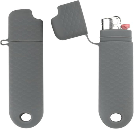 2 Pcs Waterproof Lighter Case Cover Holder for BIC Regular Lighters Sleeve Type J6 Outdoor Survival Multipurpose Seal Lighter Pouchfor Hiking and Camping (Gray)