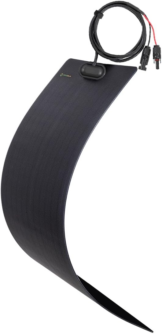 55W 12V ETFE Black Flexible Solar Panel, PERC Mono Solar Cells, Ultrathin Ultra Lightweight for Campers, RVs, Boats,Camping, Tent