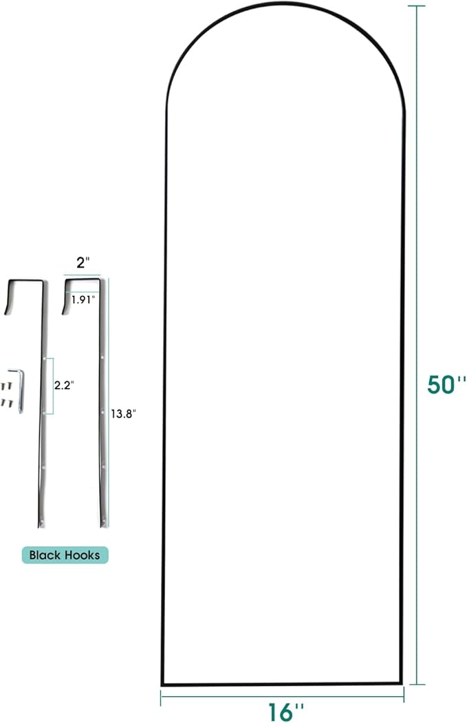 50"x16" Black Modern Full Length Mirror - Door Hanging Mirror for Bathroom, Bedroom, Living Room & Locker Room