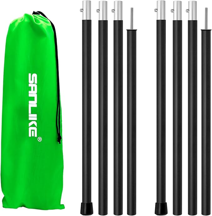 SAN LIKE Tent Poles Aluminum Tent Poles for Tarp 60inch Camping Tarp Poles Adjustable Collapsible Tent Poles for Awnings Canopy Rain Fly Shelter 2 Sets (4 Sections)