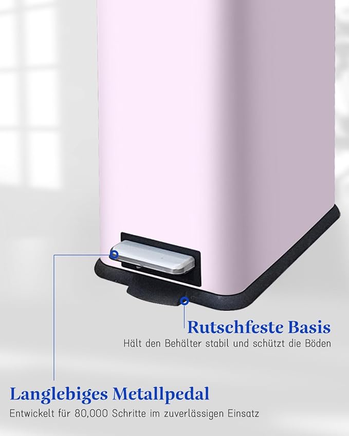 JM.YIPENG Bathroom Rubbish Bin, 5 Litre Cosmetic Bin, Small Waste Bin with Soft Close Lid, Bathroom Bin for Toilet, Bathroom, Bedroom, Living Room, Pink