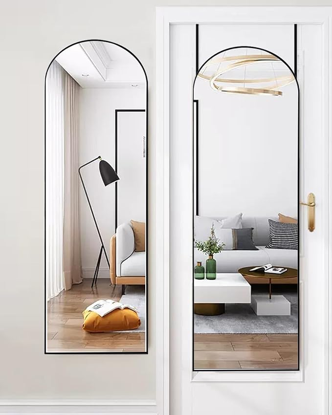 48"x14" Black Full Length Mirror – Door Hanging Mirror, Over The Door Mirror for Bathroom, Bedroom, Living Room & Locker Room