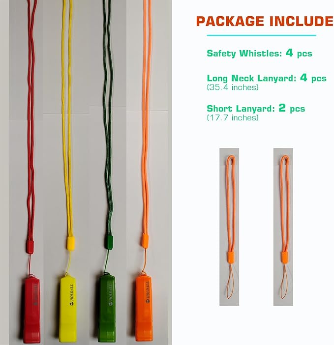 Emergency Safety Whistle with Lanyard, Loud Pea-Less Whistles for Boating Kayaking Life Vest Survival Rescue Signaling.