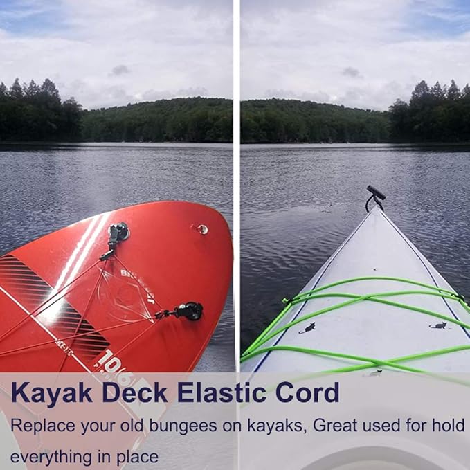 1/4" Elastic Bungee Shock Cords, 25 Feet Marine Grade Kayak Heavy Stretch String Rope & Tie Down Trailer Straps for DIY Projects Brown