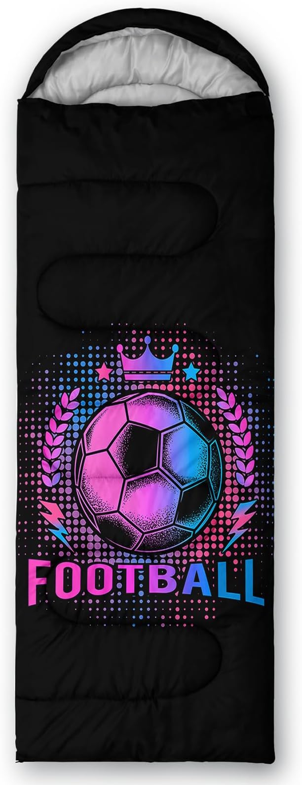 AILONEN Blue Glowing Basketball Sleeping Bag for Kids Boys,Warm and Cool Weather,Lightweight,Waterproof Backpacking,City Theme Ball Sports Sleeping Bag for Camping