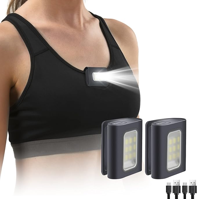 Yzoni 2Pack Running Lights, Safety Light with Strong Magnetic Clip for Runners, Small Lightweight Running Light USB Charging Cable for Night Running, Walking, Camping, Hiking, Outdoor Adventure