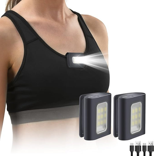Yzoni 2Pack Running Lights, Safety Light with Strong Magnetic Clip for Runners, Small Lightweight Running Light USB Charging Cable for Night Running, Walking, Camping, Hiking, Outdoor Adventure