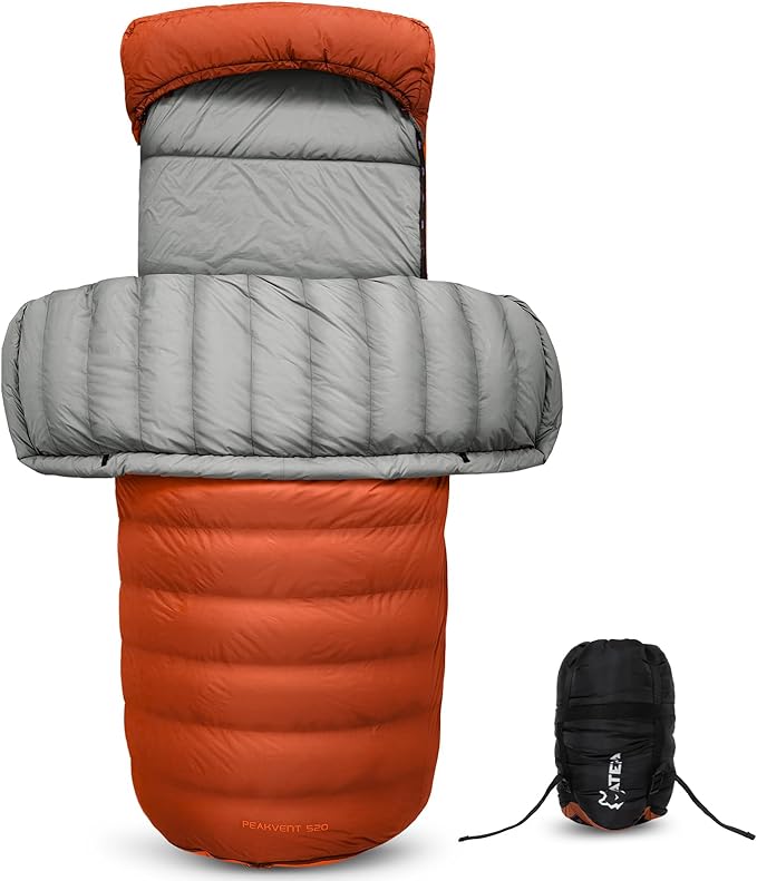 ATEPA Down Sleeping Bag, Recycled 650FP 4 Season Summer & Winter Compact Rectangle Lightweight Waterproof Wearable Sleeping Bag with Compression Sack for Camping Backpacking Hiking